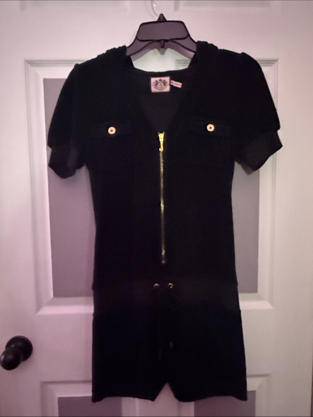 Juicy Couture Black Short Sleeve Zip Romper